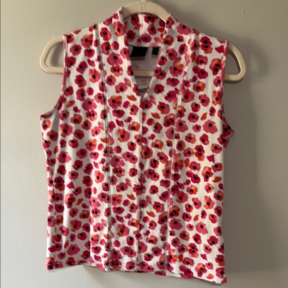 Floral Sleeveless Top - Pink and Orange floral - Picture 1 of 4